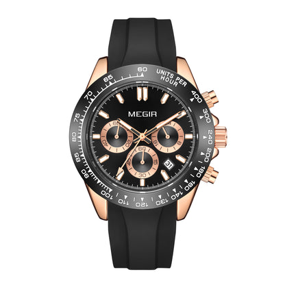 MEGIR Sports Mens Watches Top Brand Men Luxury Military Quartz Watch Silicone Luminous Chronograph Man Clock Wrist Watch 8104