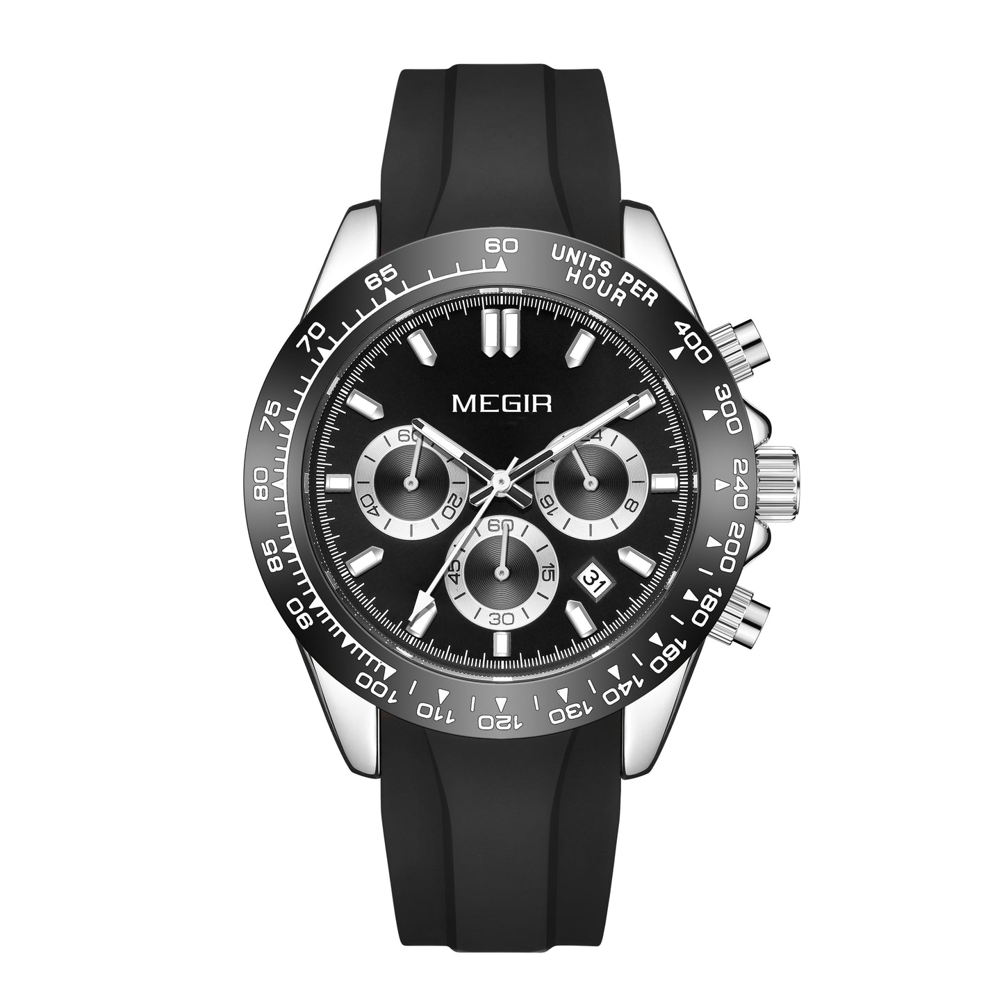 MEGIR Sports Mens Watches Top Brand Men Luxury Military Quartz Watch Silicone Luminous Chronograph Man Clock Wrist Watch 8104
