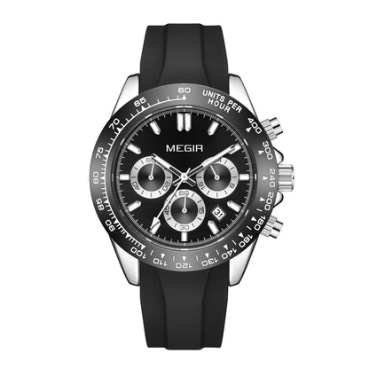 MEGIR Sports Mens Watches Top Brand Men Luxury Military Quartz Watch Silicone Luminous Chronograph Man Clock Wrist Watch 8104