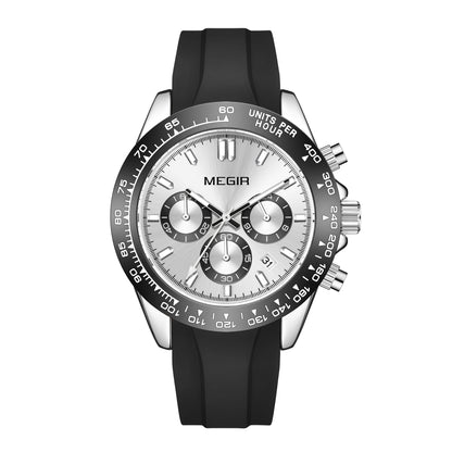 MEGIR Sports Mens Watches Top Brand Men Luxury Military Quartz Watch Silicone Luminous Chronograph Man Clock Wrist Watch 8104
