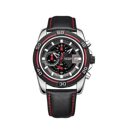 MEGIR Top Brand Fashion Sport Chronograph Watch Men Quartz Leather Wristwatch Waterproof Luminous Man Watches with Date Clock 2023