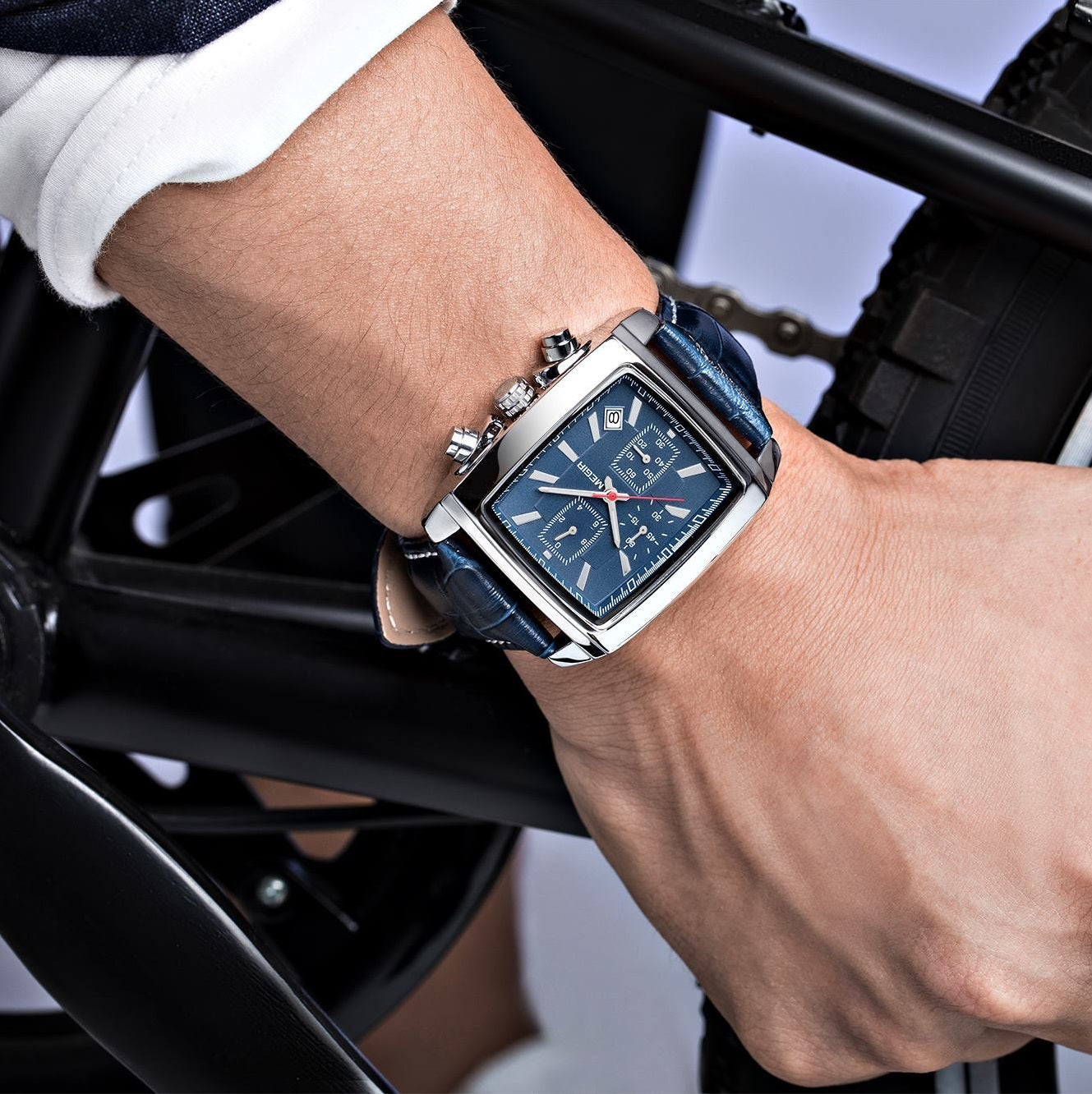 MEGIR Watch Men Business Wristwatch Rectangle Quartz Military Watches Waterproof Luminous Leather Strap Sport Casual Clock Reloj Hombre 2028