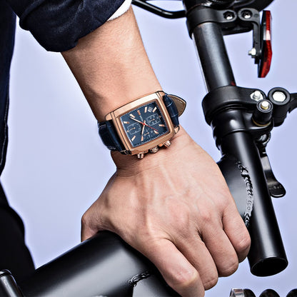 MEGIR Watch Men Business Wristwatch Rectangle Quartz Military Watches Waterproof Luminous Leather Strap Sport Casual Clock Reloj Hombre 2028