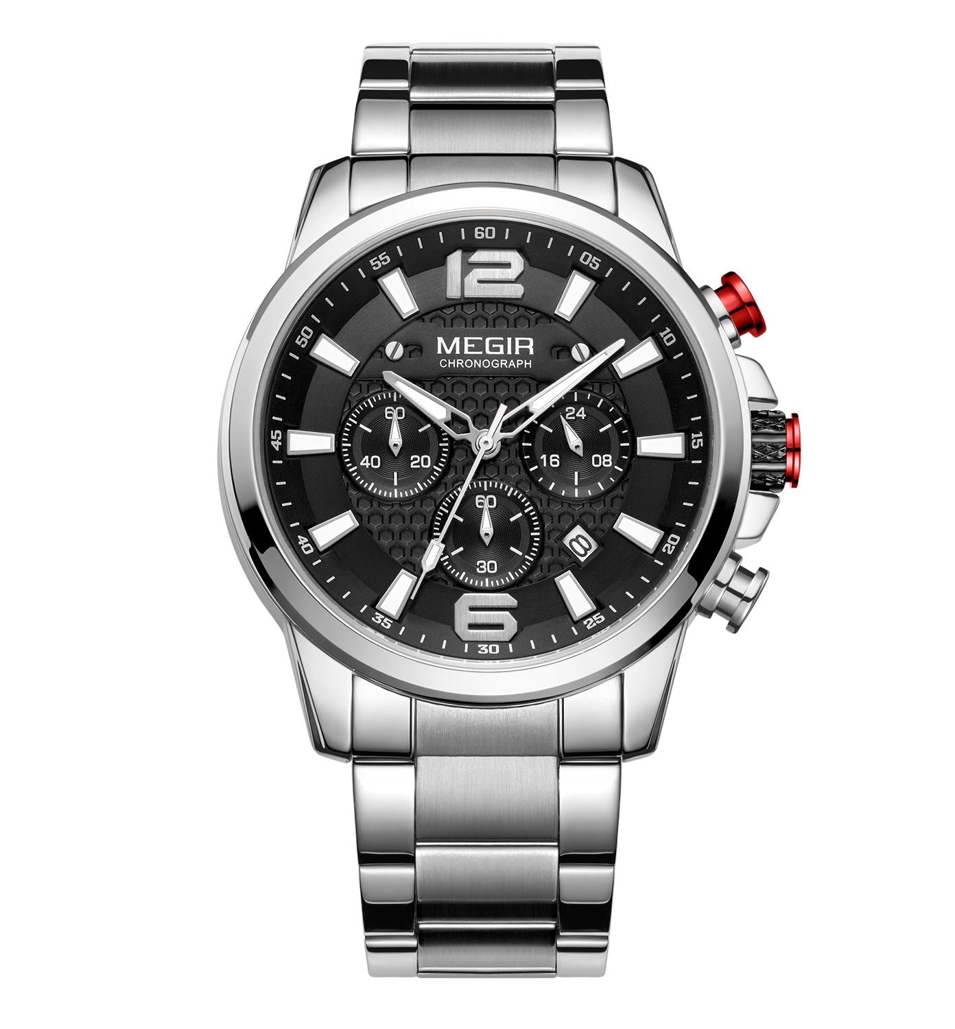 MEGIR Business Men Watch Luxury Fashion Quartz Wristwatch Luminous Waterproof Calendar Watches Stainless Steel Male Clock 2156
