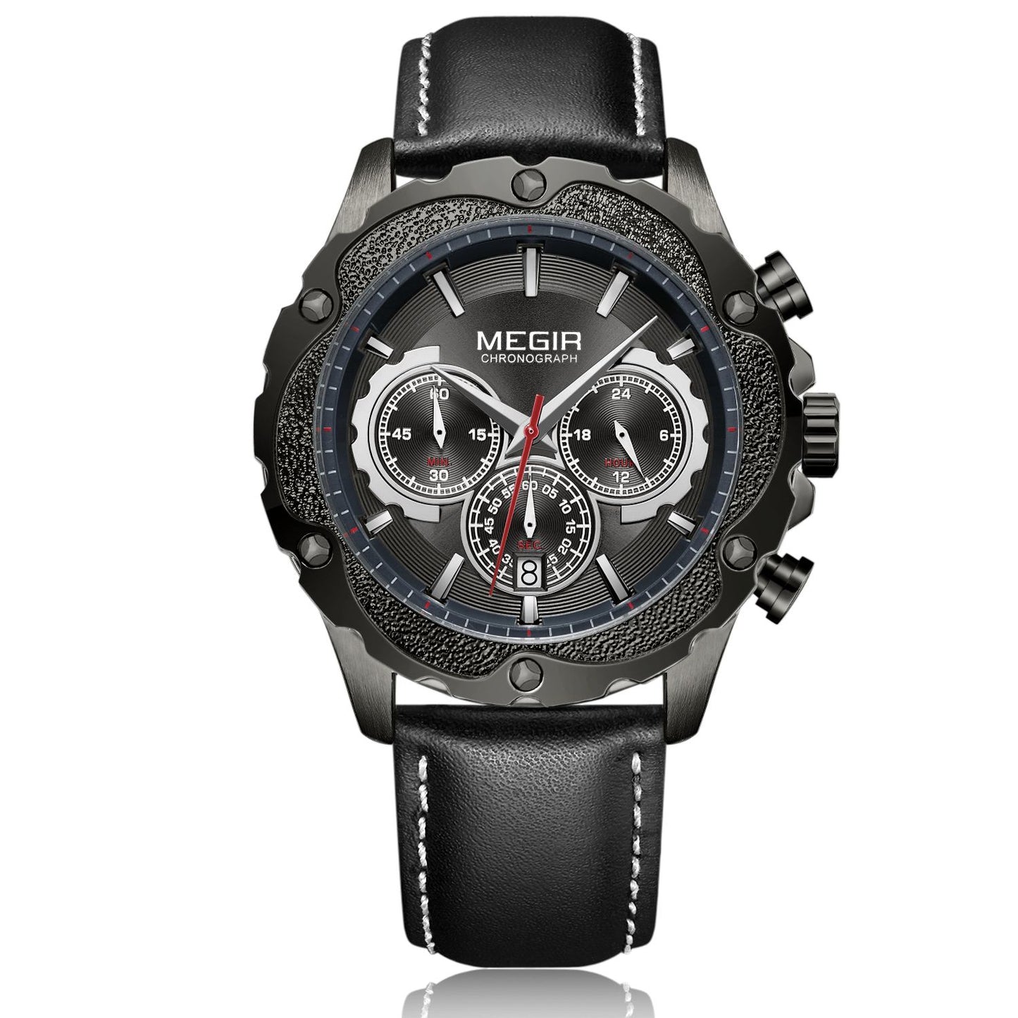 MEGIR Luxury Sports Watches for Men Waterproof Quartz Wrist Watch Chronograph Fashion Leather Military Clock Reloj Hombre 2070