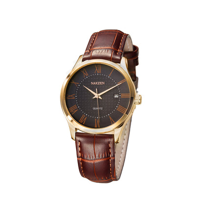 NAKZEN Brand Luxury Cool Men Quartz Watch Gentleman Retro Leather Waterproof Watches Sapphire Movement Male Dress Wristwatch 4043