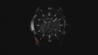 MEGIR Fashion Hollow Out Mechanical Watch for Men Stainless Steel Case Sapphire Full Automatic Wristwatch Relogio Masculino 8605