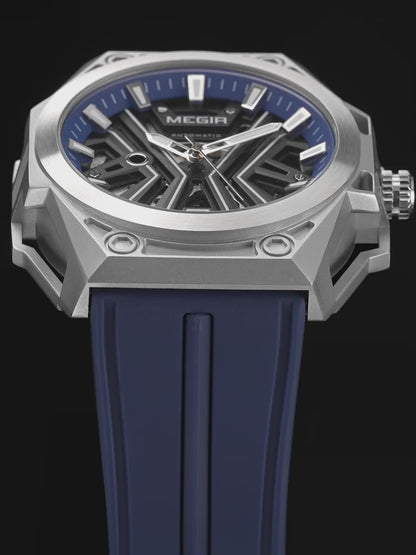 MEGIR Fashion Fully Automatic Mechanical Men's Watch Stainless Steel Case Sports Military Wristwatch Waterproof Watches Clock 8603