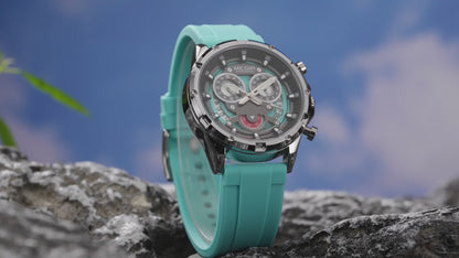 MEGIR Men's Sport Watches Silicone Strap Military Quartz Chronograph Waterproof Luminous Wristwatch 24-hour Auto Date Reloj Hombre 2248